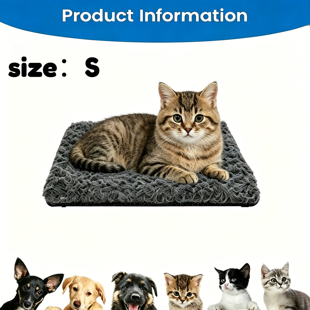 Heat-Retaining Pet Mat for Cats and Dogs, Removable Washable Non-Slip Resting Pad for Indoor Outdoor Use, Dark Gray in Small or Large