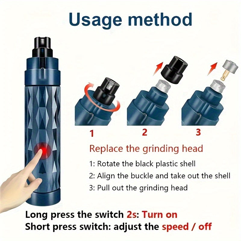 Dog Nail Grinder with LED Light, 2-Speed Rechargeable Electric Pet Nail Trimmer for Small and Large Dogs and Cats, At-Home Paw Grooming