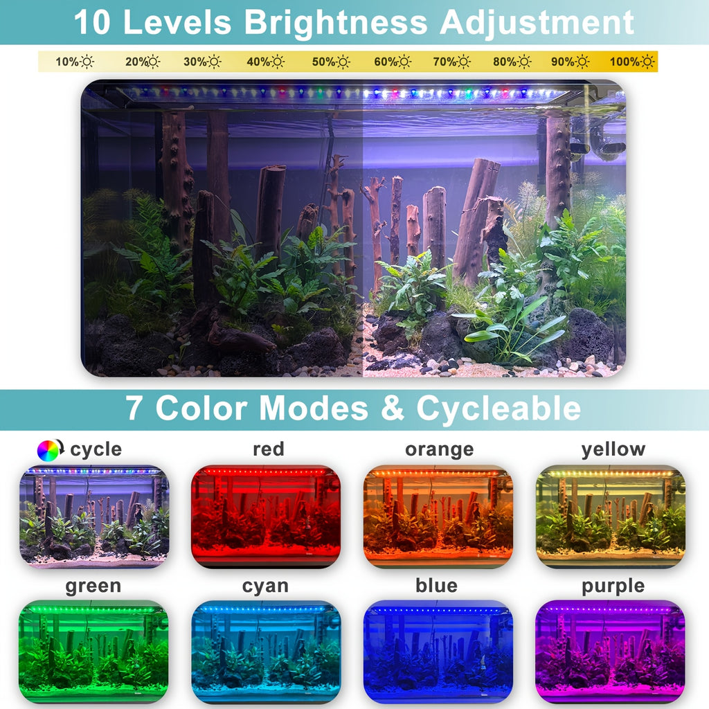 Programmable Aquarium Light for 12-43 Inch Freshwater Fish Tanks, Full Spectrum Lighting with LCD Timer, Sunrise Sunset Modes and 10 Brightness Levels