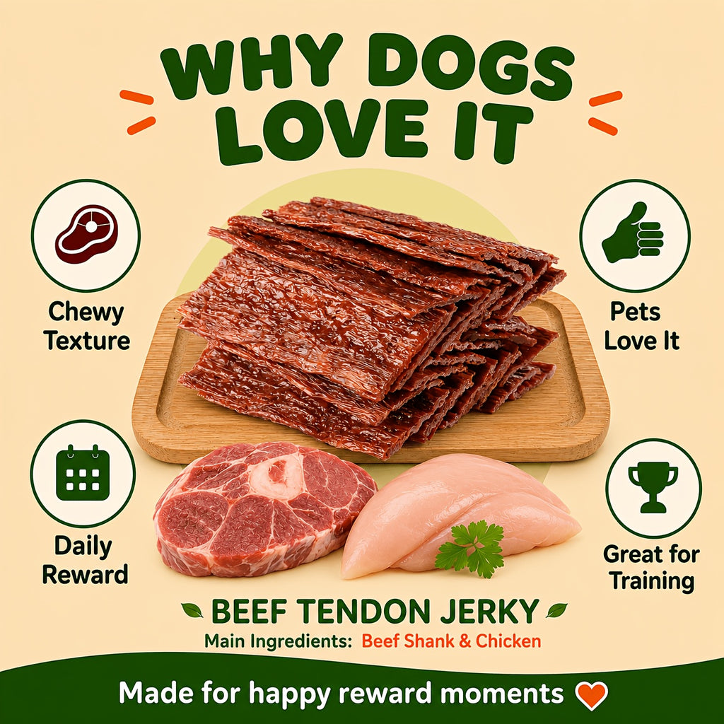 Beef Strips for Dogs 100g Beef Tendon Slices, Canine Snack Treats for Supervised Reward Time, Home Training Practice and Everyday Bonding