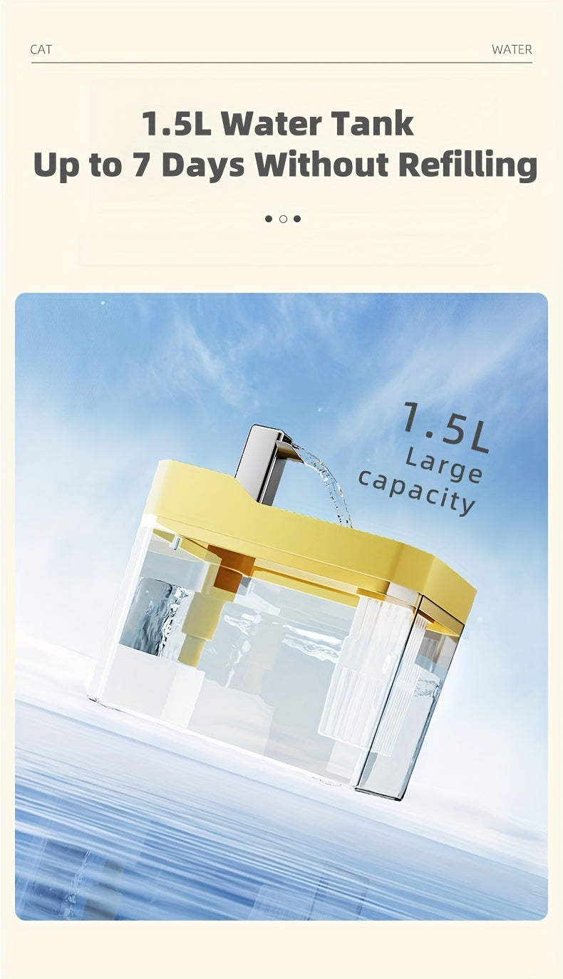 USB Cat Water Fountain with 4-Stage Filtration, Quiet Automatic Circulating Pet Drinking Dispenser for Cats and Dogs with Visible Water Level Window