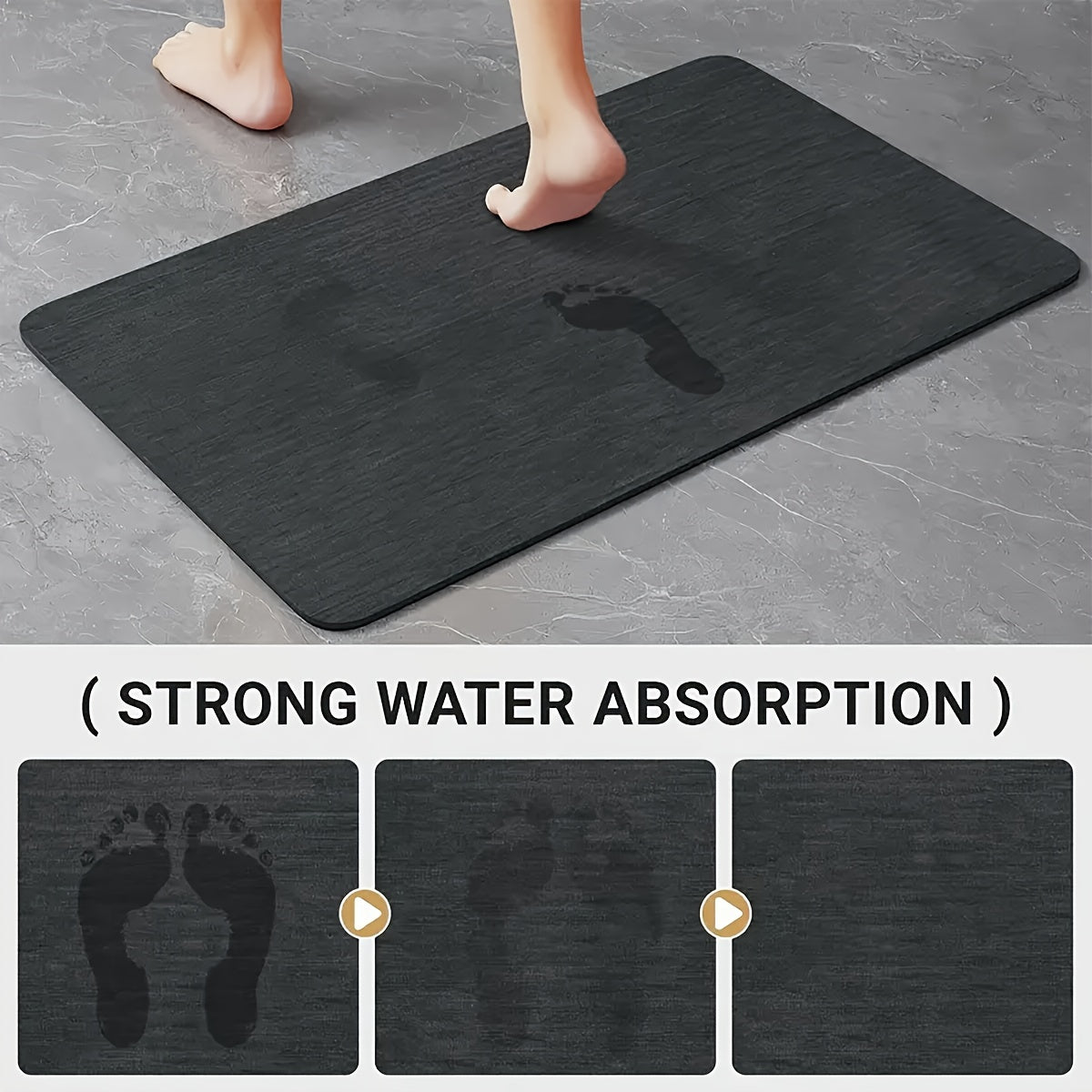 Dog Bowl Mat with Rubber Backing, Absorbent Non-Slip Pet Feeding Pad for Cat and Dog Food and Water Bowls, Two Sizes and Three Footprint Styles