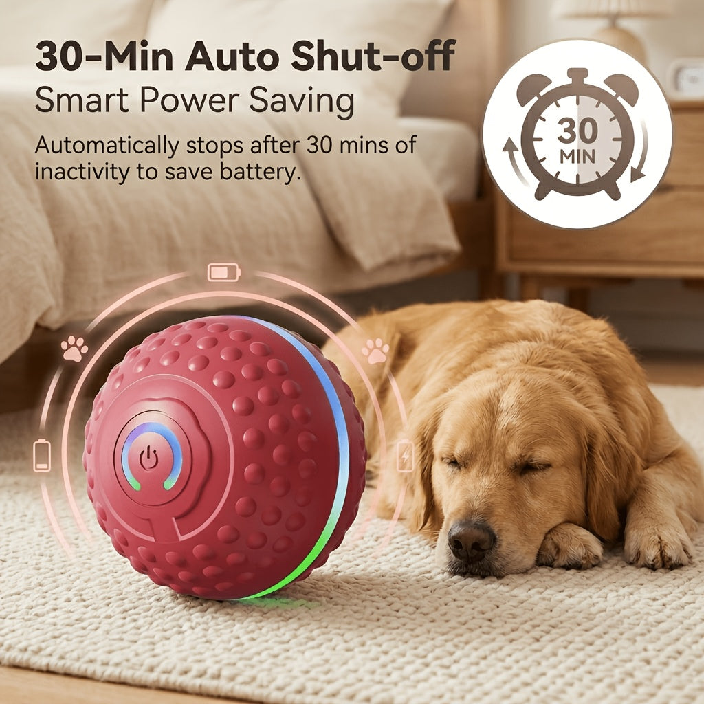 Electric Rolling Dog Toy Ball in Red, Automatic Moving Pet Ball for Interactive Chase Games, Supervised Playtime and Everyday Enrichment