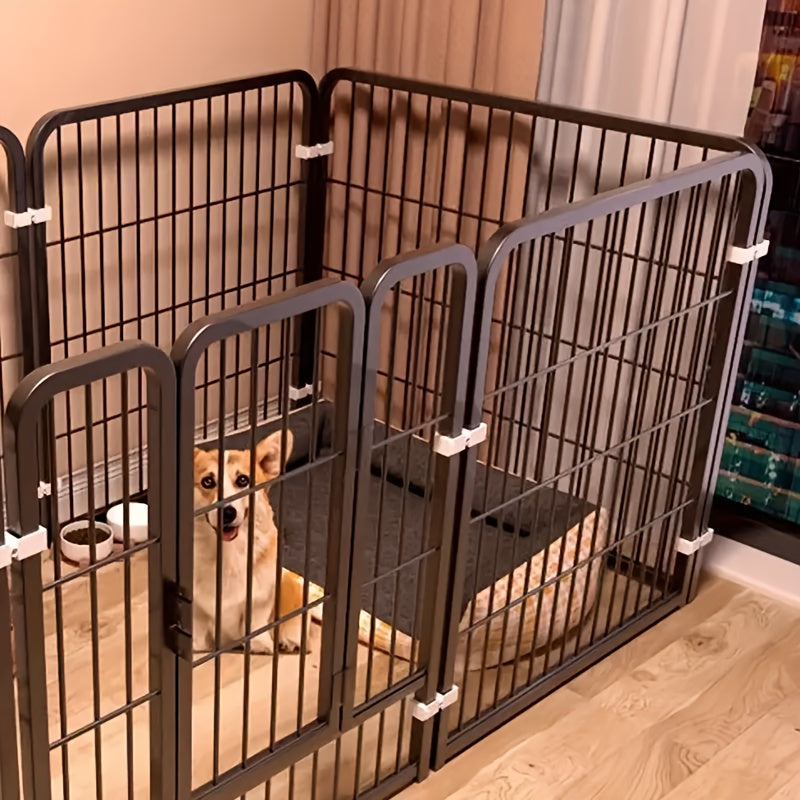 Stainless Steel Dog Playpen for Indoor Rest, Play and Potty Training, Flexible Pet Enclosure for Small and Medium Dogs in Black or White for Home Routines