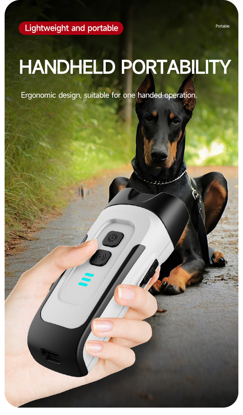 Handheld Ultrasonic Dog Training Device with LED Flashlight, Adjustable Portable Bark Deterrent for Supervised Indoor and Outdoor Use