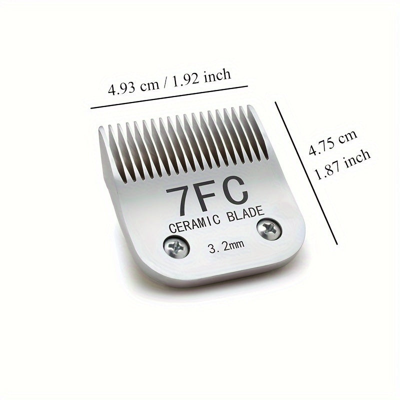 7FC Dog Clipper Blade with Ceramic Cutter, 1/8-Inch (3.2 mm) Replacement Grooming Blade for AG and AGC Pet Clippers, Single Piece