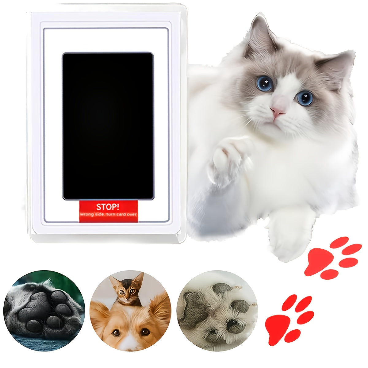 Dog Paw Print Ink Pad Kit for Cats and Dogs, Quick-Dry Black Ink Pet Keepsake Set for Memory Crafts, Memorial Gifts and New Pet Owners