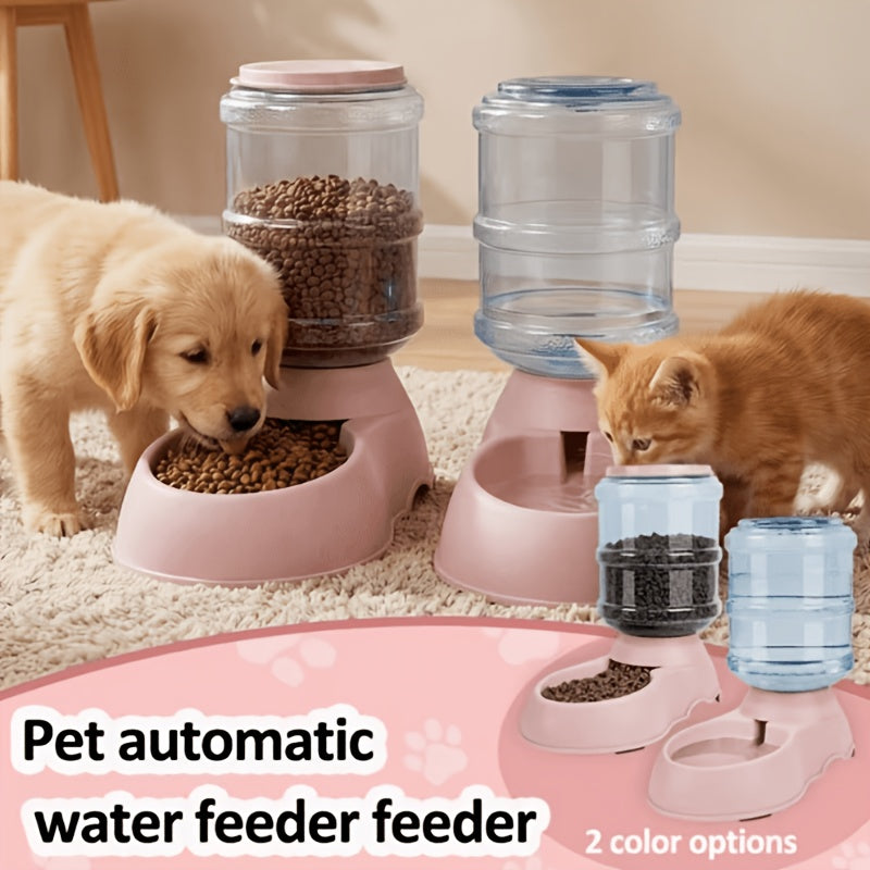 Gravity Dog Feeder or Water Dispenser, 1 Gallon Pet Food and Water Bowl Options for Cats and Small to Medium Dogs, Battery-Free PP Design