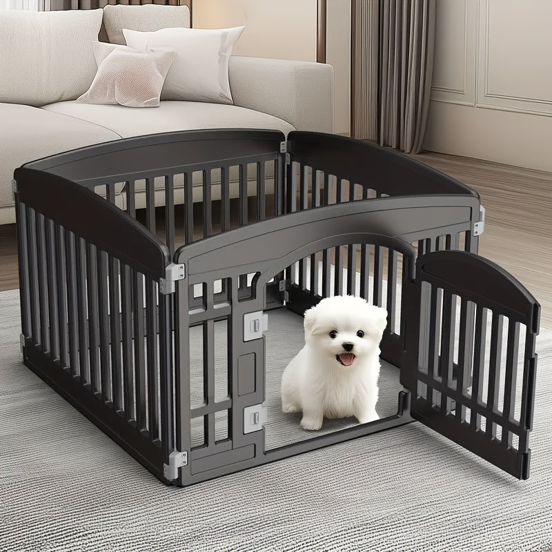 Foldable Puppy Playpen with Gate, 4 or 6 Panel Small Dog Fence in Black or White for Supervised Indoor Play Areas and Outdoor Pet Routines