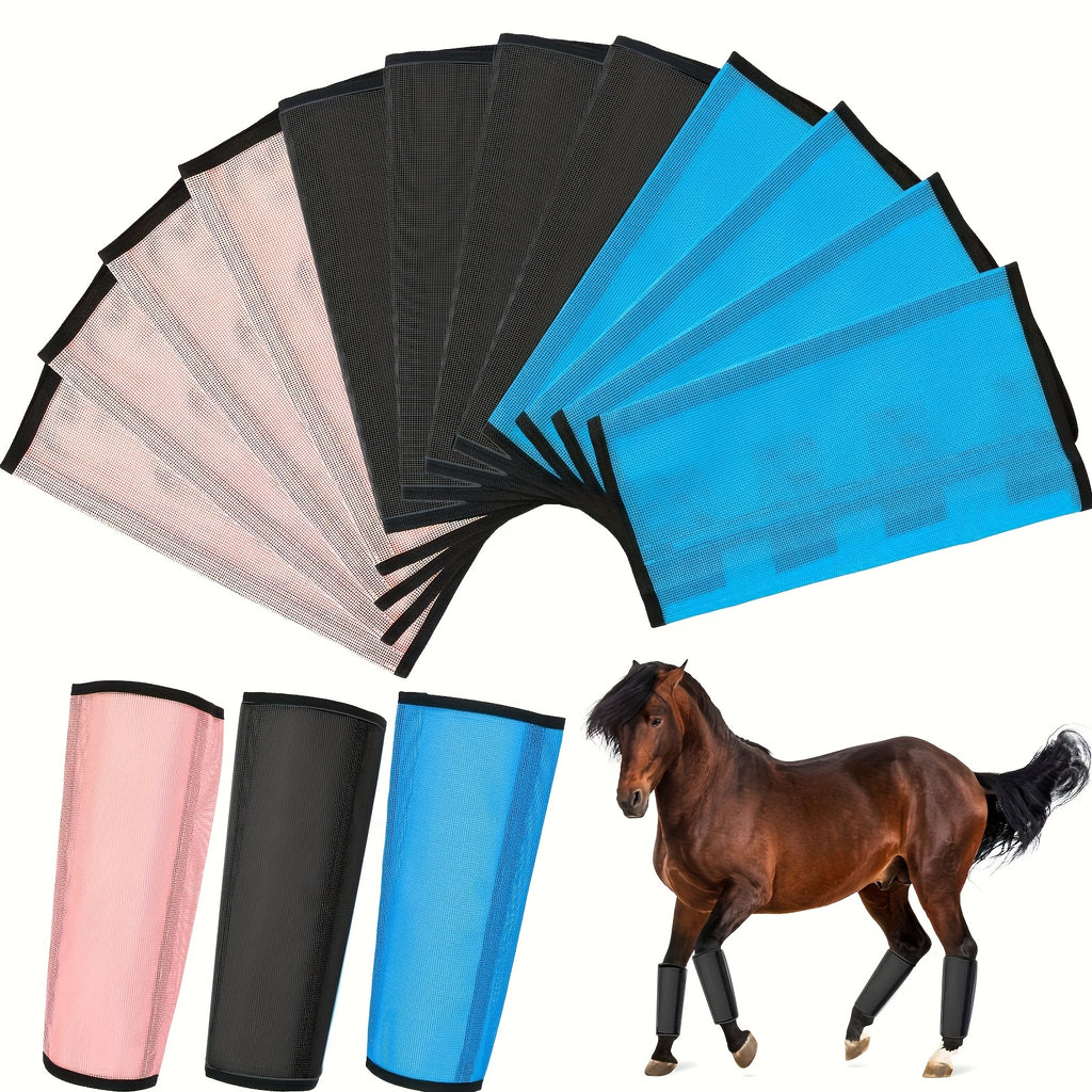 Horse Fly Leg Wraps 12-Pack, Breathable Mesh Equine Leg Covers in Random Colors for Seasonal Fly Coverage and Everyday Horse Care Routines