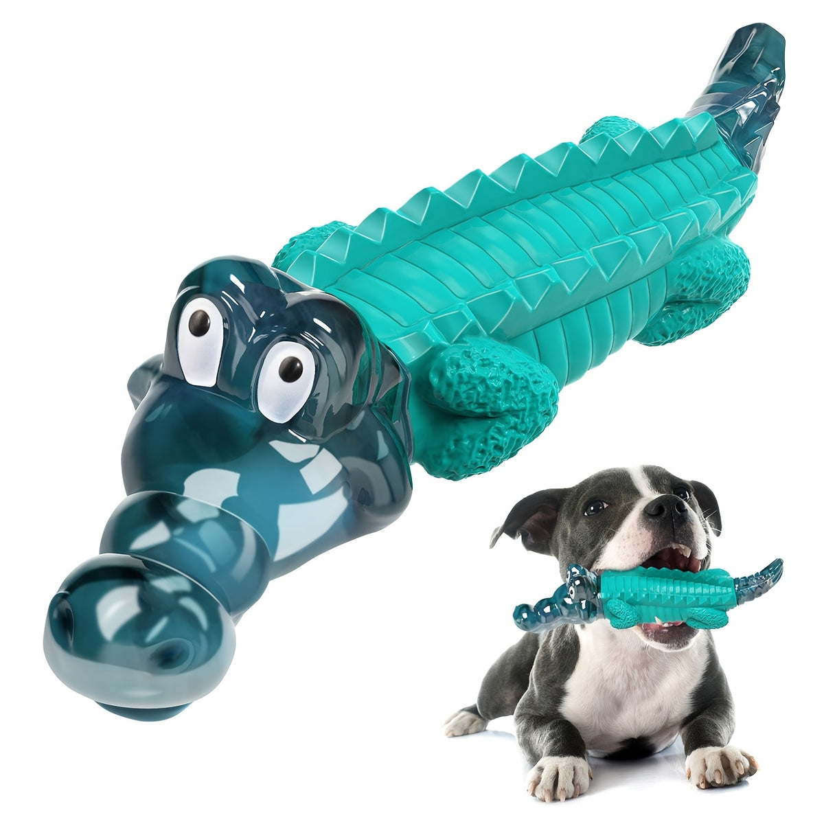 Dinosaur Dog Chew Toy with Ankylosaurus Ball Option, Interactive Pet Play Toy in Blue, Green or Two-Color Styles for Supervised Chewing and Fetch