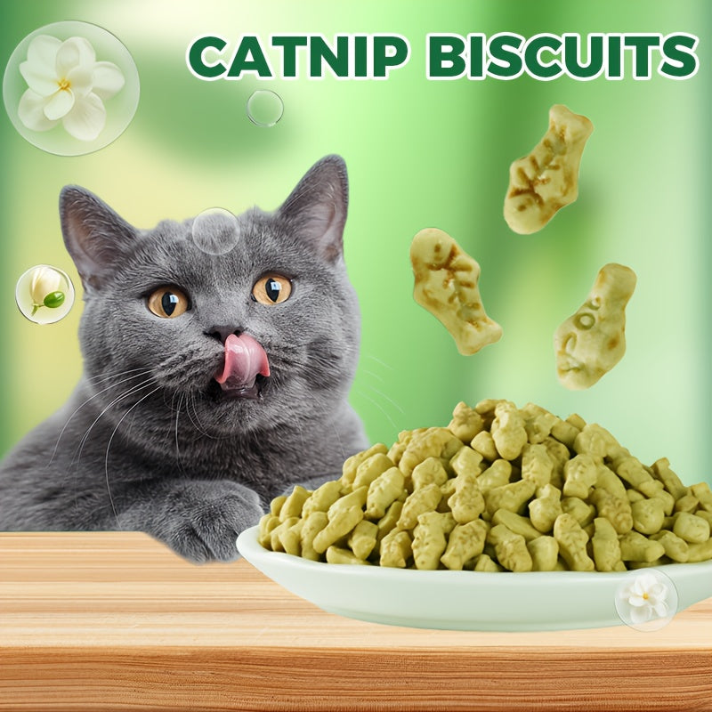 Fish-Shaped Cat Grass Treats, 150g / 5.29 oz Crunchy Pet Herb Snacks, Non-Freeze-Dried Cat Treats for Supervised Reward and Snack Time