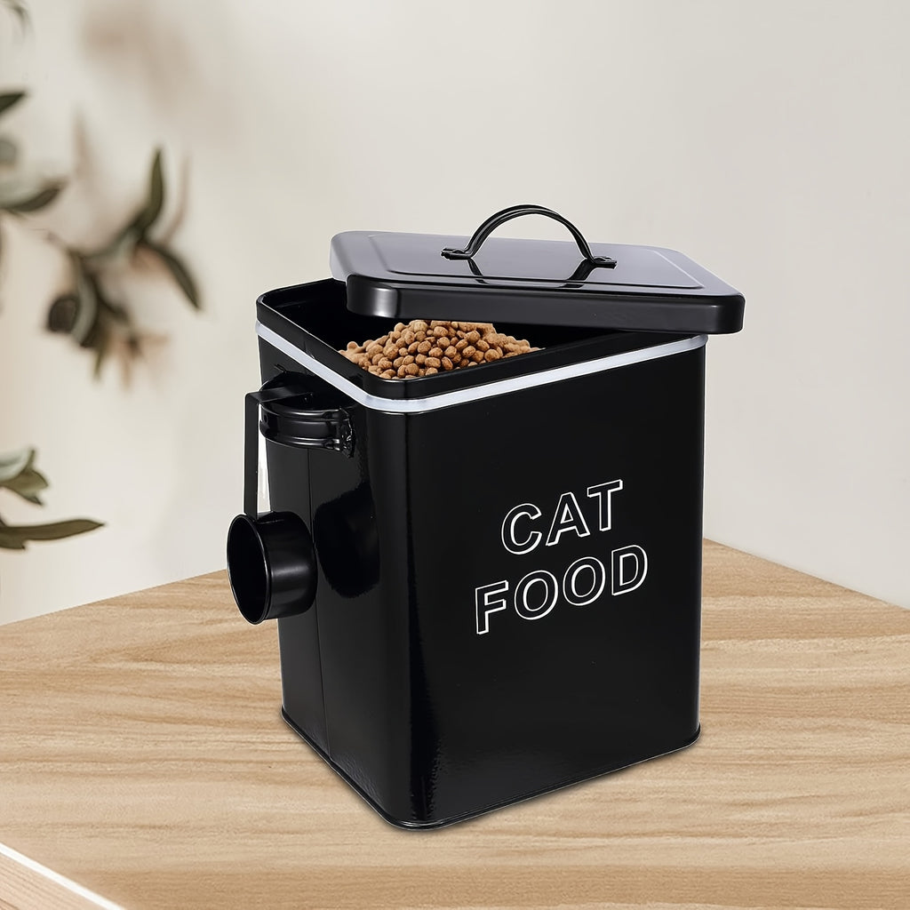 Pet Food Storage Canister Set, Airtight Carbon Steel Containers with Lids and Measuring Scoop for Dog and Cat Dry Food, Treats and Pantry Organization