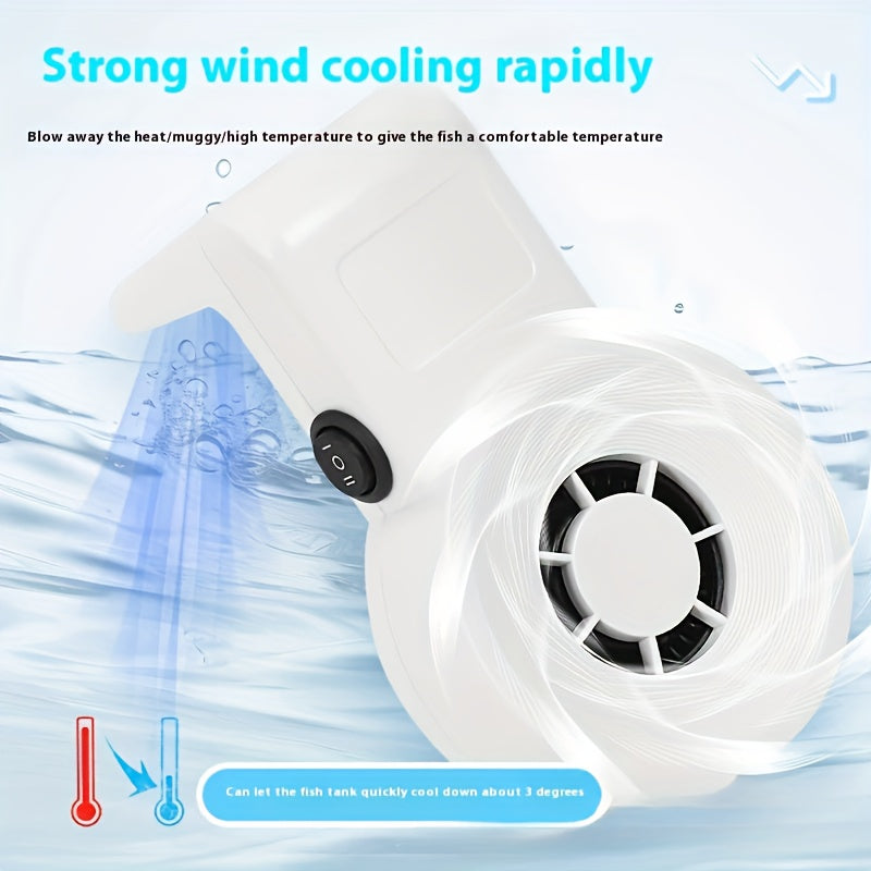 Aquarium Cooling Fan with External Hanging Design, White 3W USB Powered Fish Tank Cooler for Home Aquarium Care, No Batteries Required, 1 Piece