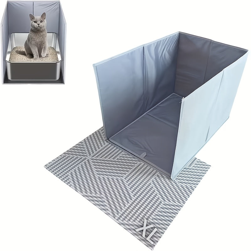 Cat Litter Box Privacy Screen with Surrounding Panels, Litter Tray Fence Enclosure for Indoor Cat Corners, Apartments and Multi-Cat Homes
