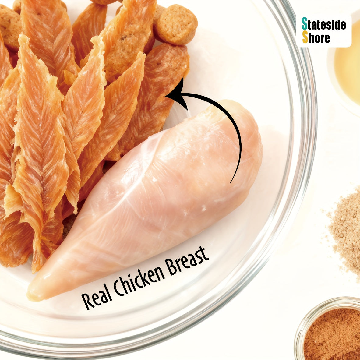 Dried Chicken Jerky Dog Treats, Chicken Breast Strips for Supervised Training Rewards and Everyday Snacks, 300g or 900g Bag Options