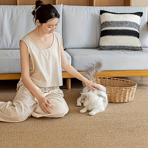 Cat Scratching Floor Mat, 23.62 x 35.43 Inch Multipurpose Pet Mat for Cat Resting Areas, Dog Crates and Feeding Spaces, Brown or Light Gray