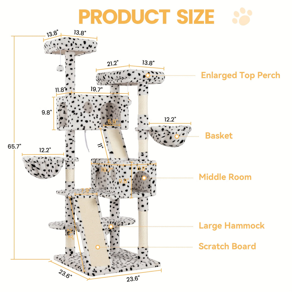 Multi-Size Cat Tree Tower for Indoor Cats, 36 65 68 or 81 Inch Multi-Level Pet Furniture with Sisal Scratching Posts and Plush Resting Areas