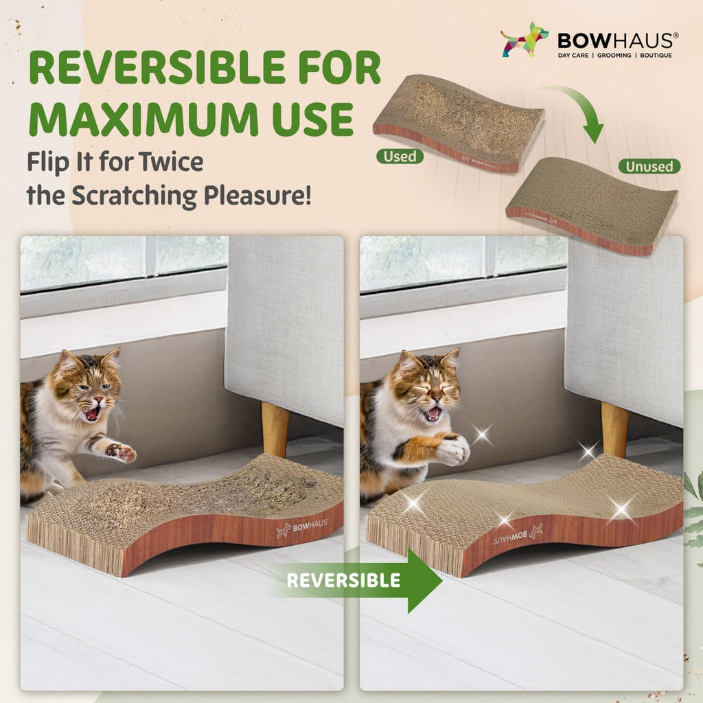 Reversible Cat Scratcher Lounger for Indoor Cats, Large Scratching Pad for Daily Stretching and Rest, Basic 8-Piece or Curved 1-Piece Options