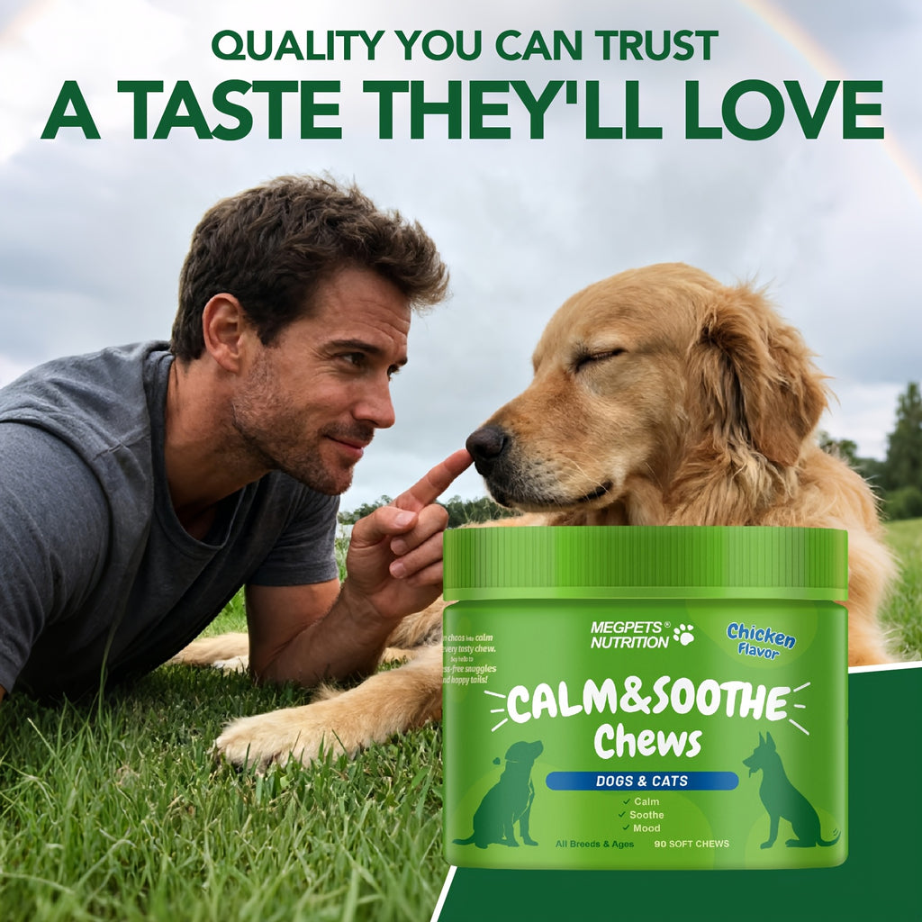 Calming Chews for Dogs and Cats, Chicken Flavor 90 Soft Chews, Bottled Pet Supplement in One, Two or Three Bottle Options for Wellness Routines