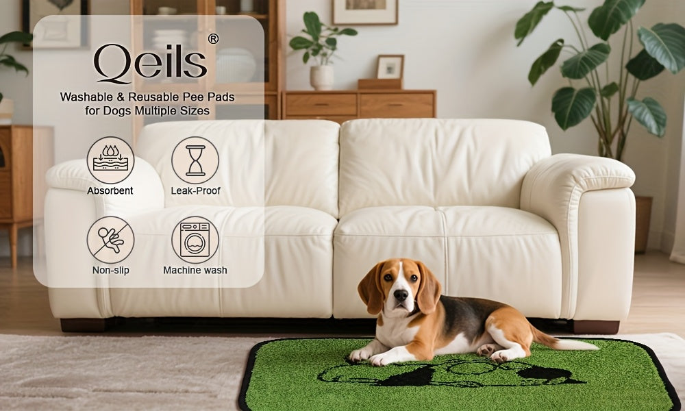 Washable Pee Pads for Dogs 18 x 24 Inches, Reusable Non-Slip Puppy Potty Training Mats with Dog Designs for Floors, Crates and Couches