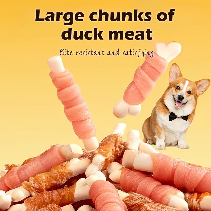 Calcium Bone Dog Chew Treats, 100g Dual Blend 2-in-1 Snacks with Listed Chicken, Duck and Cheese Flavors for Supervised Small and Medium Dog Rewards