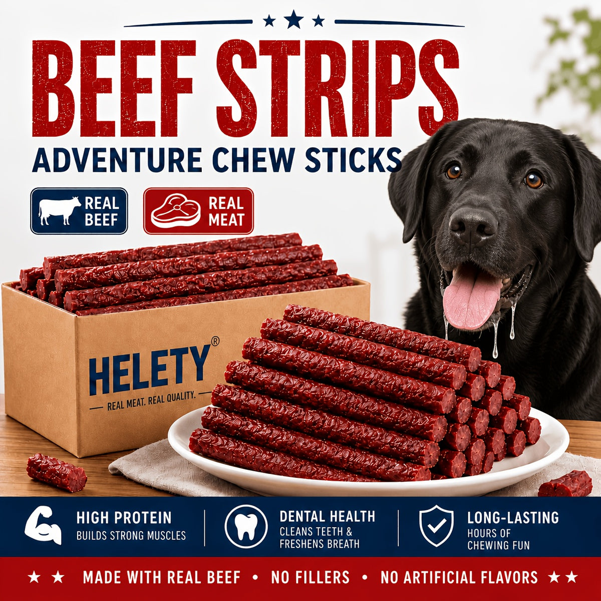 Beef Jerky Dog Treat Sticks, 100g or 100g + 100g Pack Options for Supervised Chewing, Everyday Training Rewards and Dog Gift Baskets