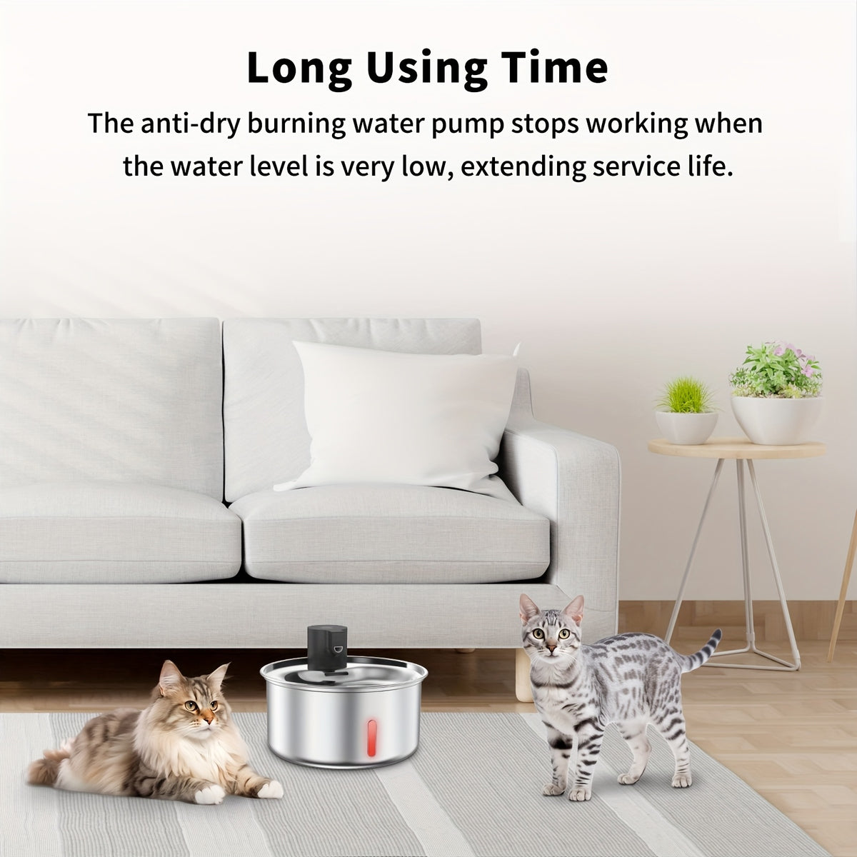 5L Stainless Steel Cat Water Fountain with Water Level Window and Red Blue LED Indicators, Quiet Pet Drinking Dispenser for Dogs and Cats with 2, 5 or 8 Filters