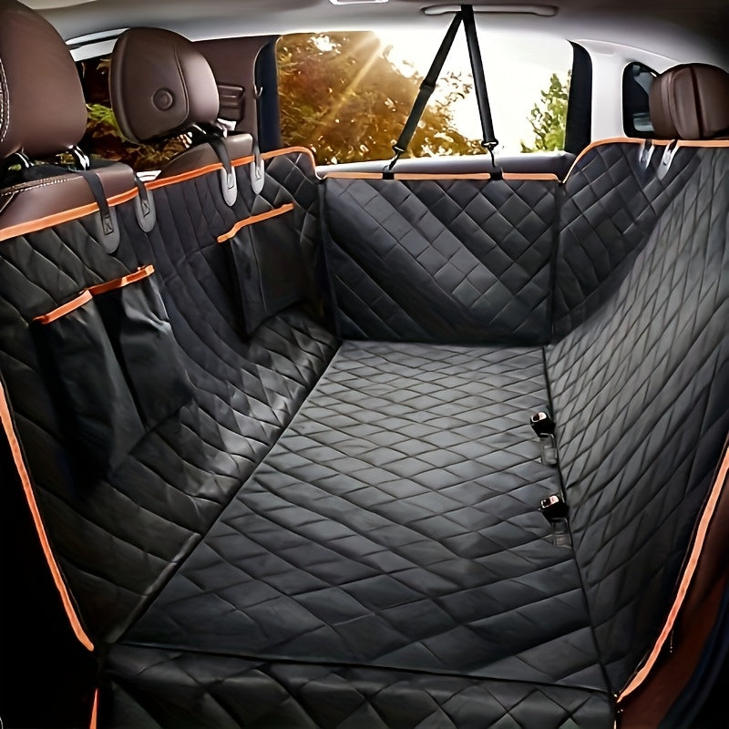 Four Pocket Dog Car Seat Cover, Full-Coverage Stain-Resistant Pet Travel Mat with Black Style Option for Everyday Drives and Road Trip Seat Protection