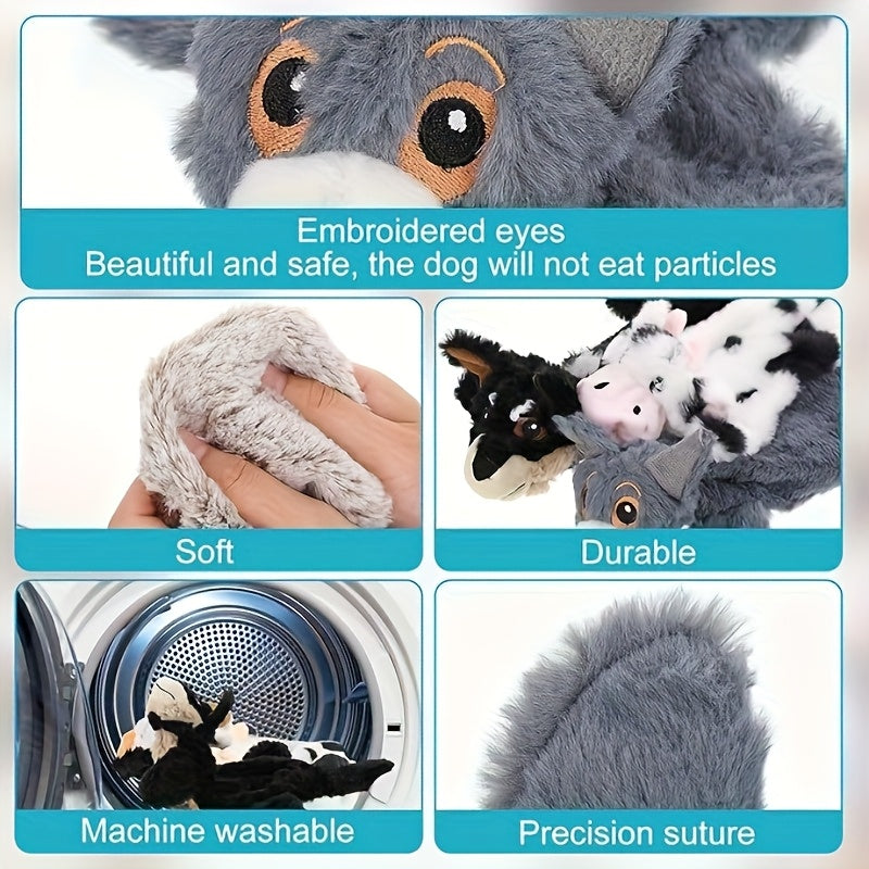 Stuffless Dog Toys 10 Pack with Crinkle and Squeaky Sounds, Random Animal Plush Assortment for Supervised Puppy Play, Gentle Fetch and Toy Rotation