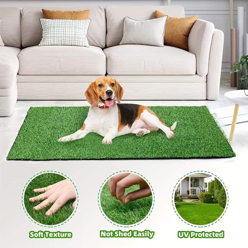 Grass Dog Potty with Tray, Three-Layer Washable Reusable Puppy Training Mat for Indoor and Outdoor Housebreaking and Everyday Pet Toilet Routines