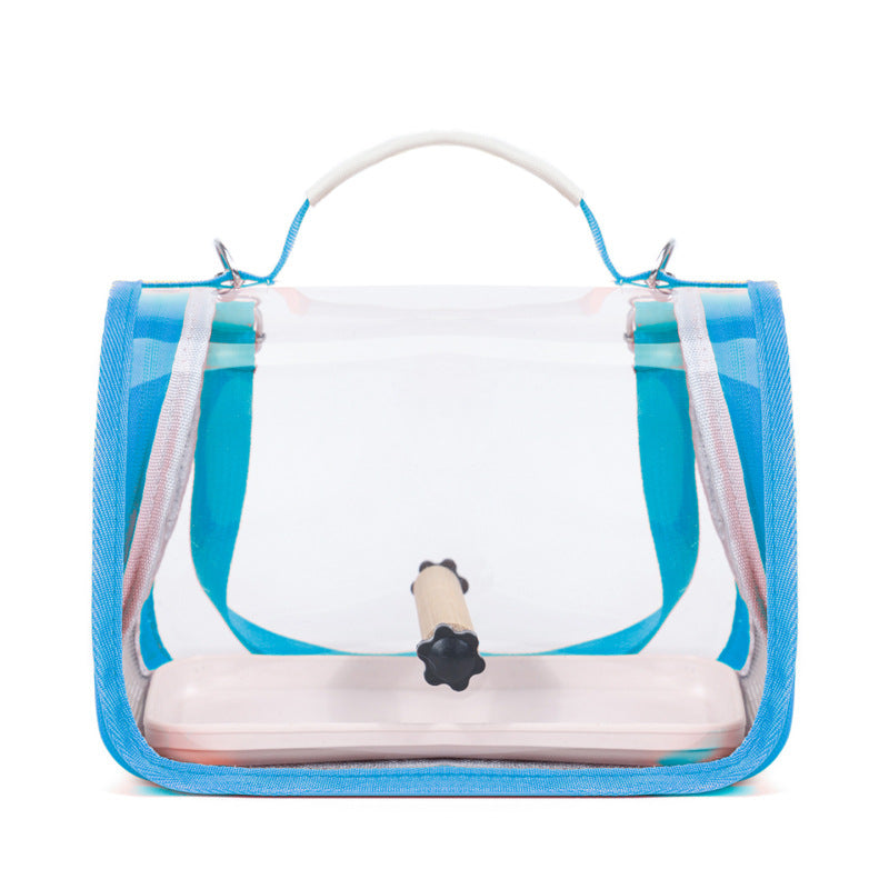 Small Bird Carrier with Perch, Portable Parrot Travel Bag with Clear Viewing Panels, Mesh Ventilation and Carry Handle for Vet Visits