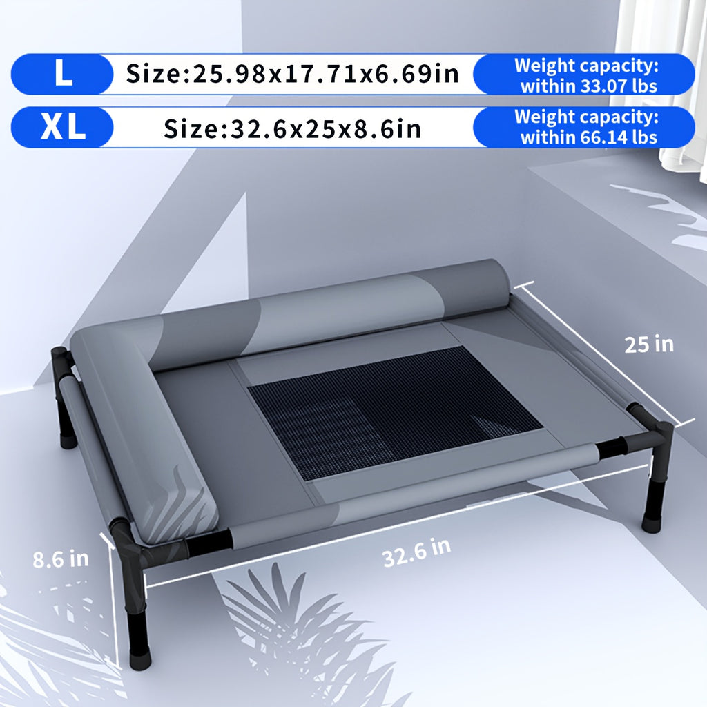 Bolster Elevated Dog Bed with Breathable Mesh Center, Removable Washable Raised Pet Cot for Dogs and Cats, L and XL Home and Travel Rest