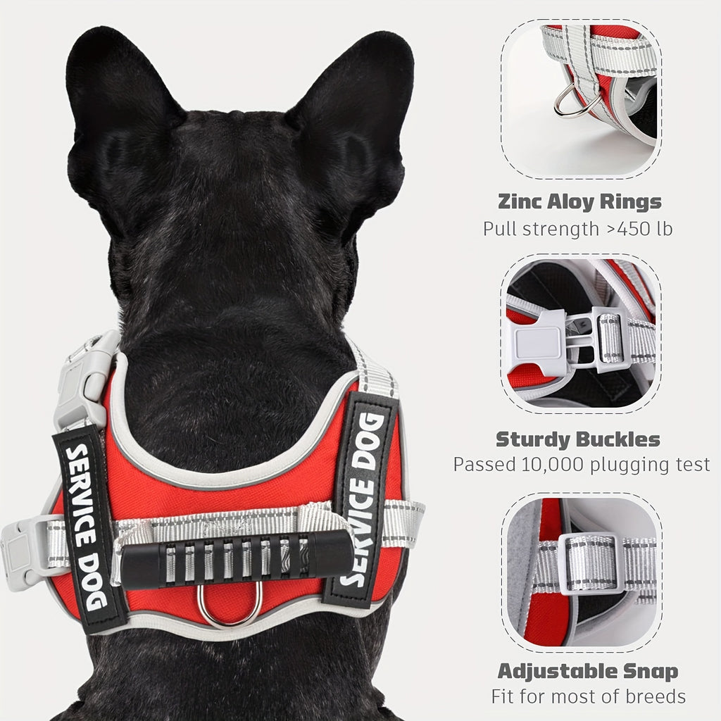 Reflective Breathable Dog Harness Vest with Adjustable Chest Strap, Red Pink or Black Walking Gear in XS, S, M and XL Size Options