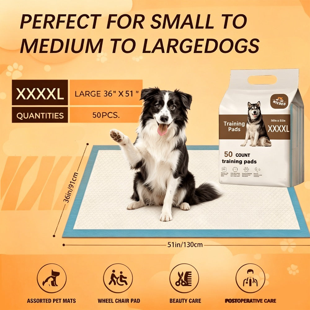 Puppy Pads 36 x 51 Inch 50 Count or 23 x 24 Inch 47 Count, Six-Layer Absorbent Dog Pee Pads with Leak-Resistant Backing for Indoor Potty Training