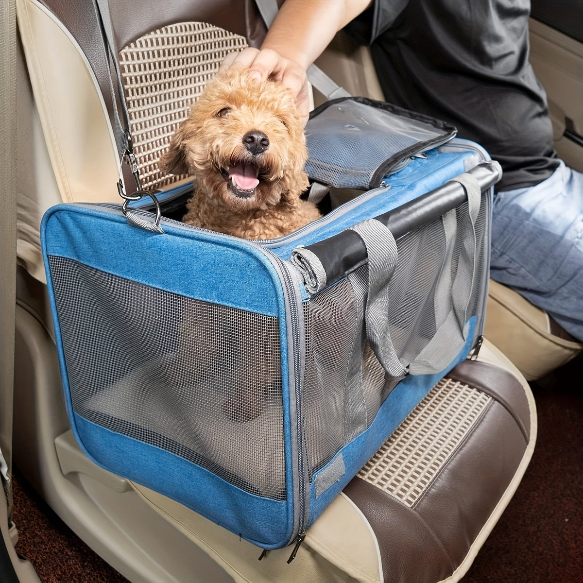 Cat Carrier Travel Set for Cats and Small Dogs, Soft-Sided Breathable Collapsible Pet Bag with Bowl, Collar or Pet Glove Bundle Options