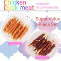 Cowhide Rolls for Dogs, 2 Pack Combination Chew Treats with Chicken or Duck Wrapping, Long Lasting Beef Skin Rolls and Jerky for Small Medium Large Dogs, Individually Packaged Dog Snacks for Training and Daily Chewing