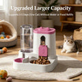 2-in-1 Cat Feeder and Water Dispenser, Non-Electric Gravity Food and Water Station for Cats and Small Dogs with Optional Cleaning Brush