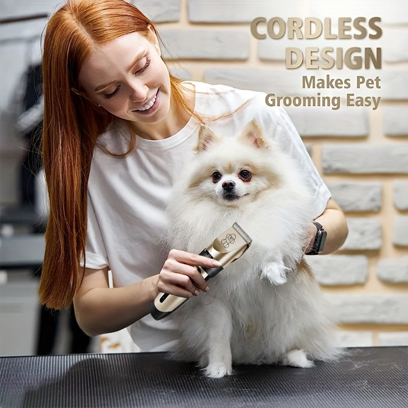 USB Rechargeable Dog Clippers with Ceramic Blades, Electric Pet Hair Trimmer for Cats and Dogs, Color Choices and Grooming Set Options