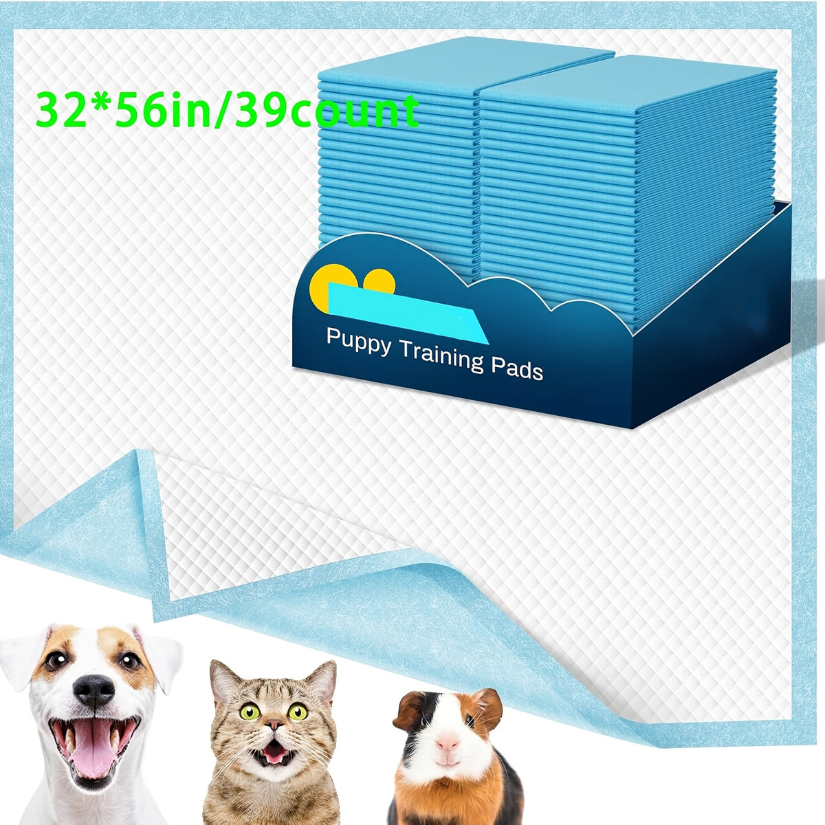 Extra Large Puppy Pads with 8-Layer Absorbent Design, Dog Potty Training Mats for Floors, Crates and Travel, Multiple Sizes in 39 to 100 Count Packs