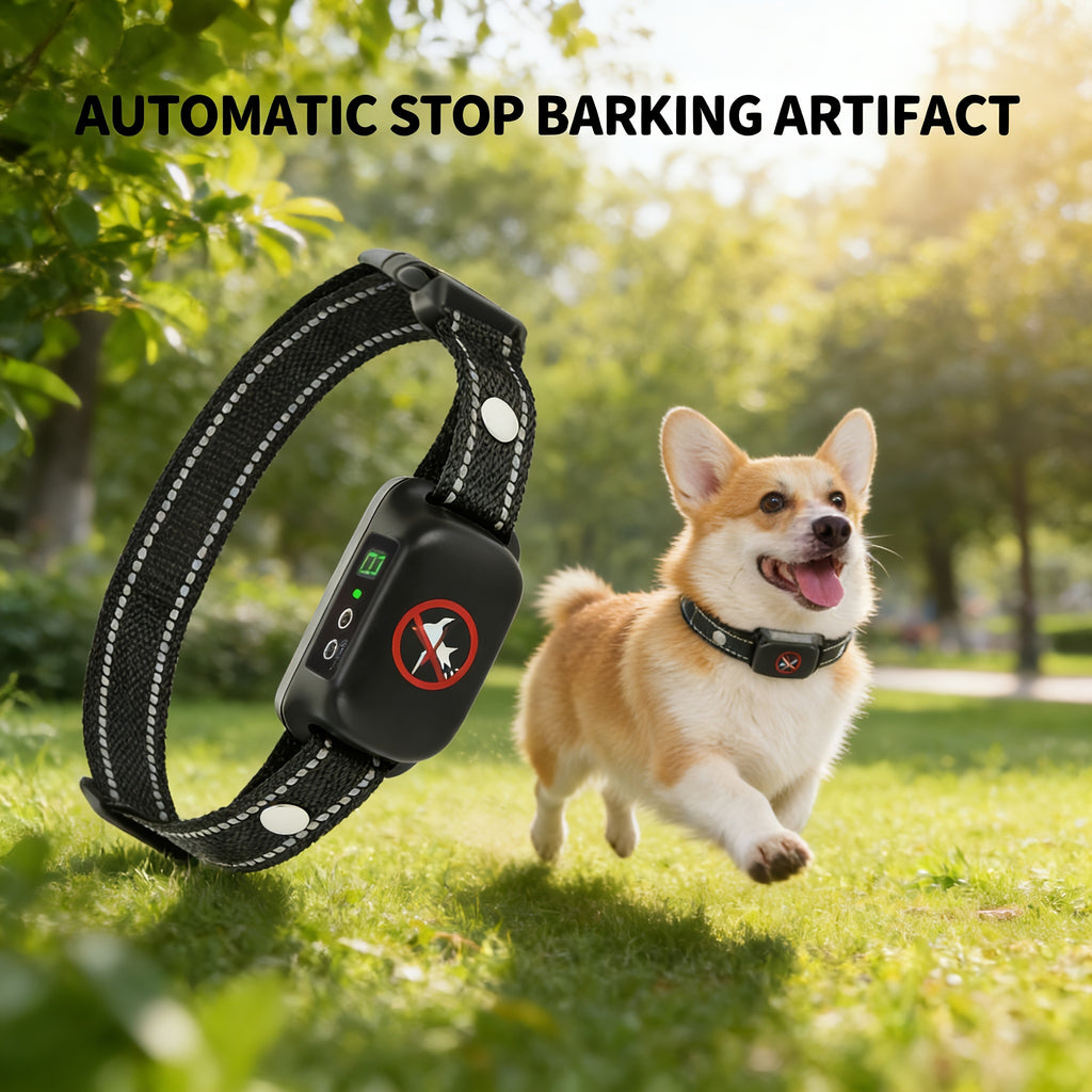 Automatic Dog Bark Collar with Adjustable Black Strap, 3 Listed Modes and Digital Display for Owner-Supervised Bark Control Training