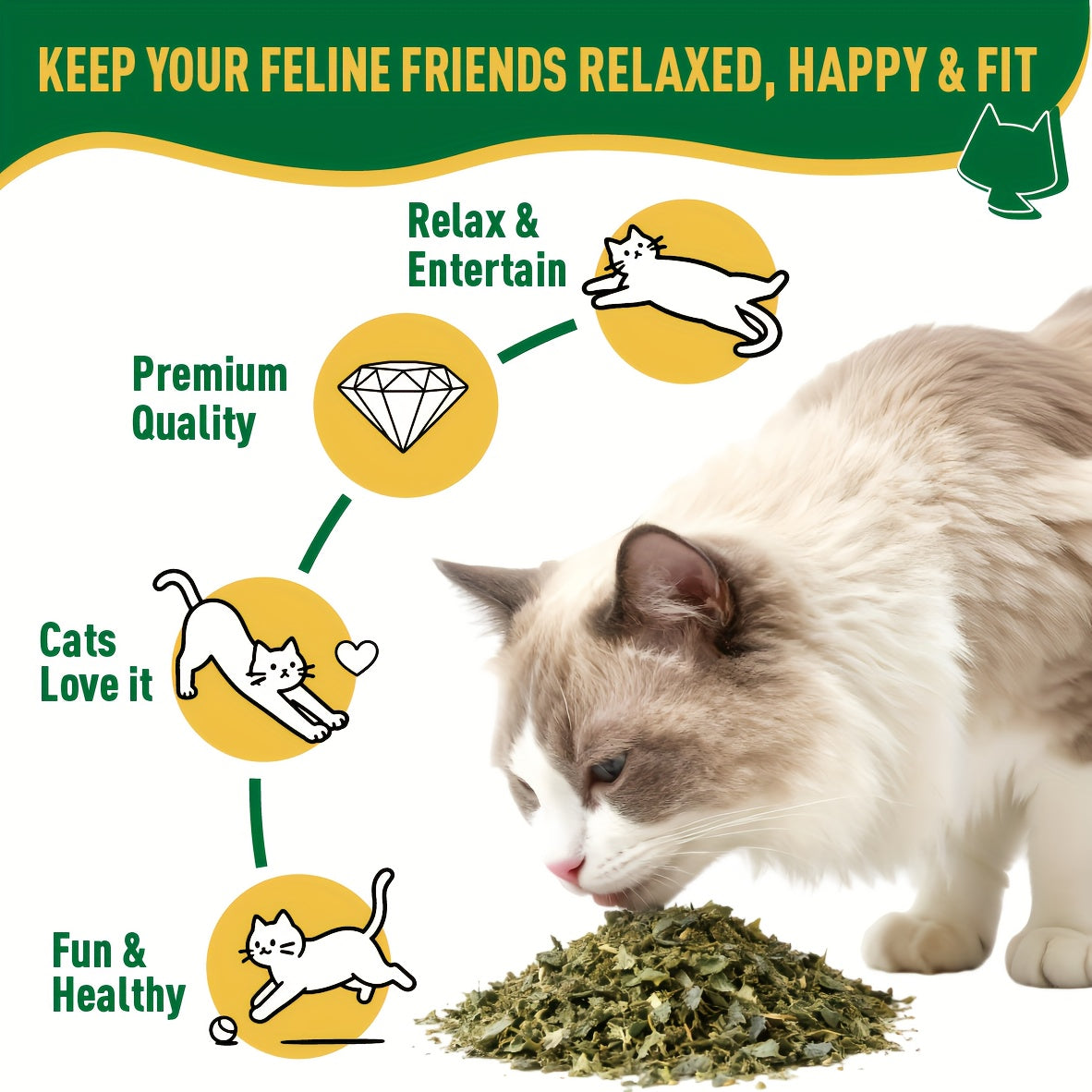 Catnip Herb Blend for Indoor Cats, Aromatic Pet Toy Refill for DIY Cat Accessories and Supervised Play, 1.1 oz, 2.2 oz or 4.4 oz Packs