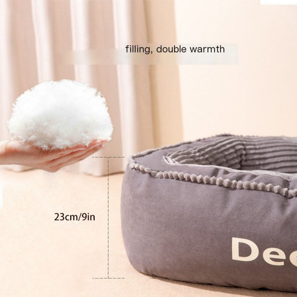 Oval Memory Foam Dog Bed with Removable Washable Cushion and Non-Slip Bottom, Cozy Pet Sofa in Grey or Brown, M to XXL Sizes for Home Rest