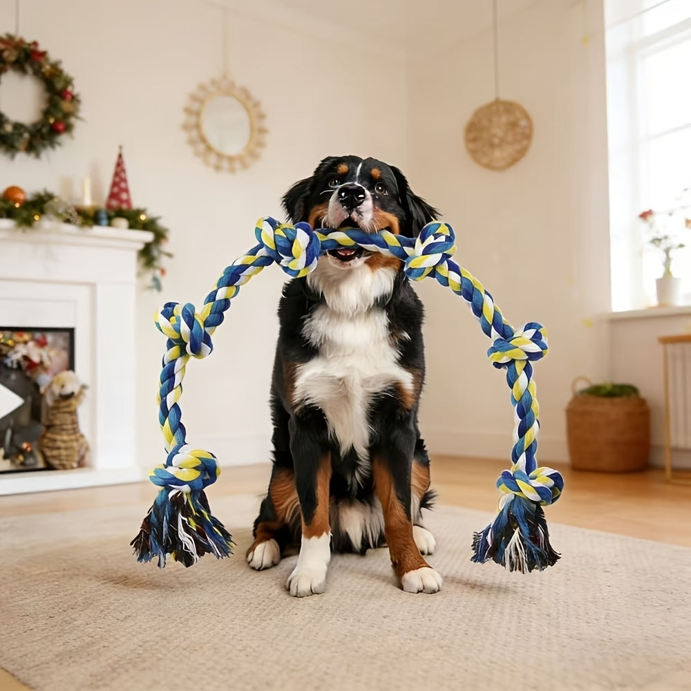 Dog Rope Toy with 6 Knots for Medium and Large Dogs, Colorful Twisted Rope Chew Toy for Supervised Tug of War, Fetch and Interactive Play