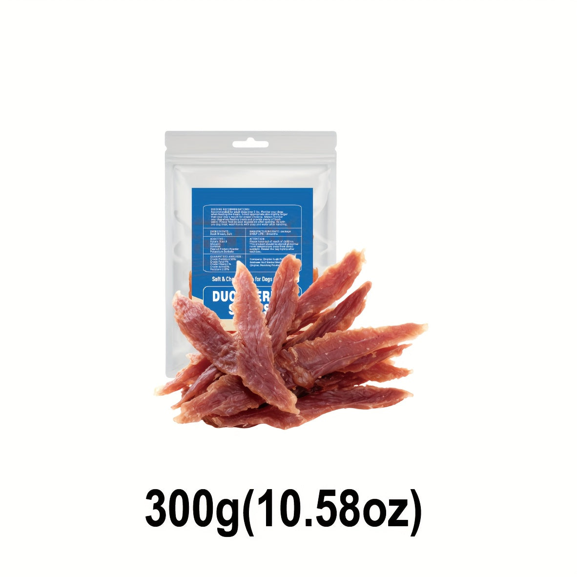 Duck Jerky Strips for Dogs, Dehydrated Duck Meat Treats in 200g, 300g and 900g Options for Supervised Training Rewards and Everyday Snack Time