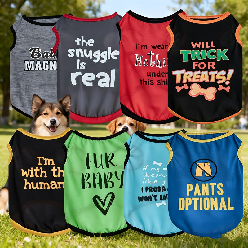 Sleeveless Dog Shirts 8 Pack for Small Dogs, DogLemi Mixed-Color Lightweight Graphic Pet Vests in XS, S and M for Daily Wear and Photos