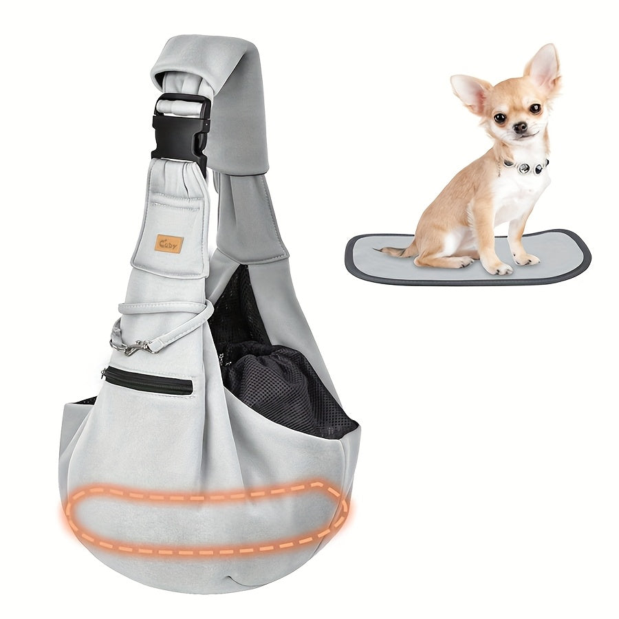 Pet Sling Carrier with Padded Hard Bottom, Adjustable Dog and Cat Shoulder Bag for Carrying Puppies on Everyday Outings, Five Color Options
