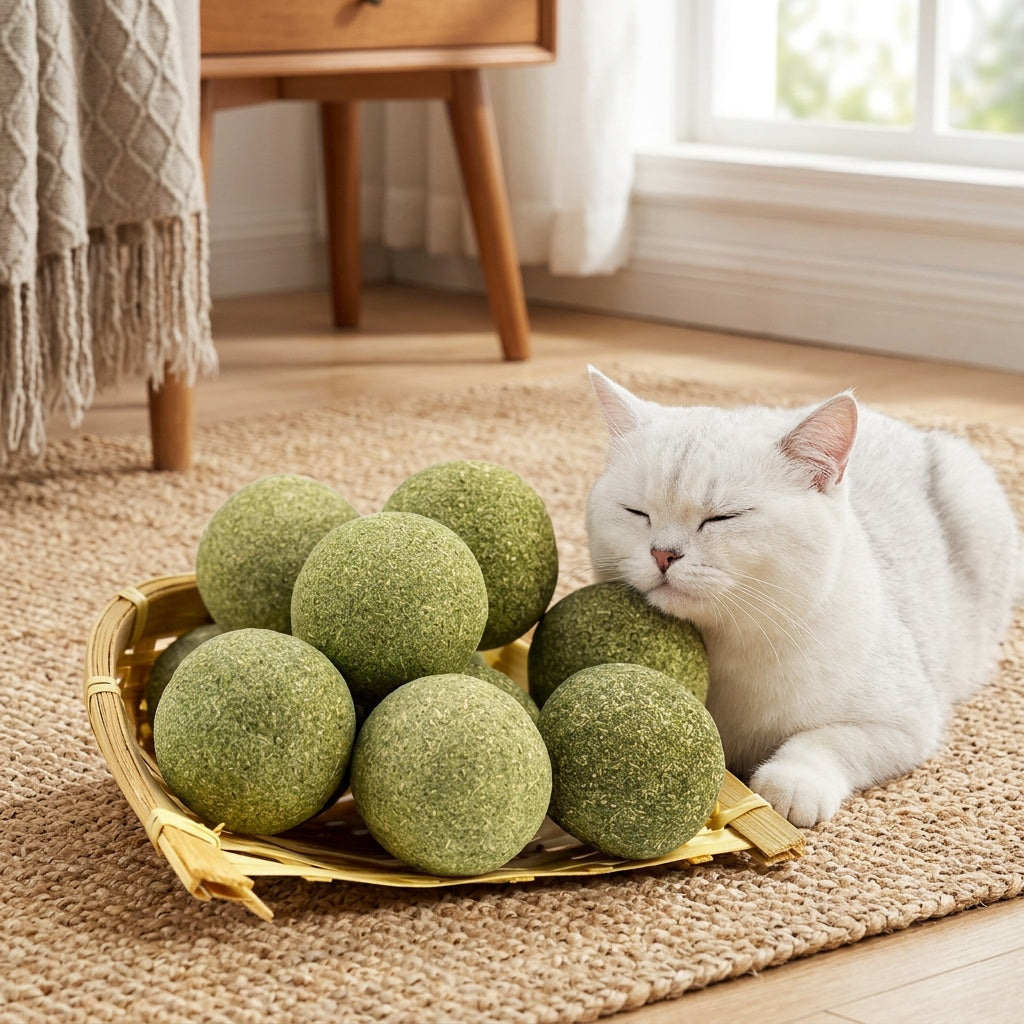 Catnip Silvervine Balls 6 Pack, Cat Herb Toy Balls for Supervised Indoor Play, Everyday Toy Rotation and Cat Lover Holiday Gift Baskets
