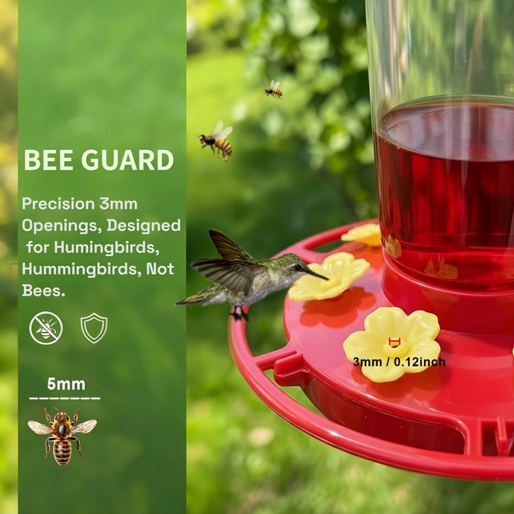 Hummingbird Feeders for Outdoors Hanging, 2-Pack Red 20 oz Nectar Feeders with Ant Moat, Six Flower Feeding Ports and Circular Perch