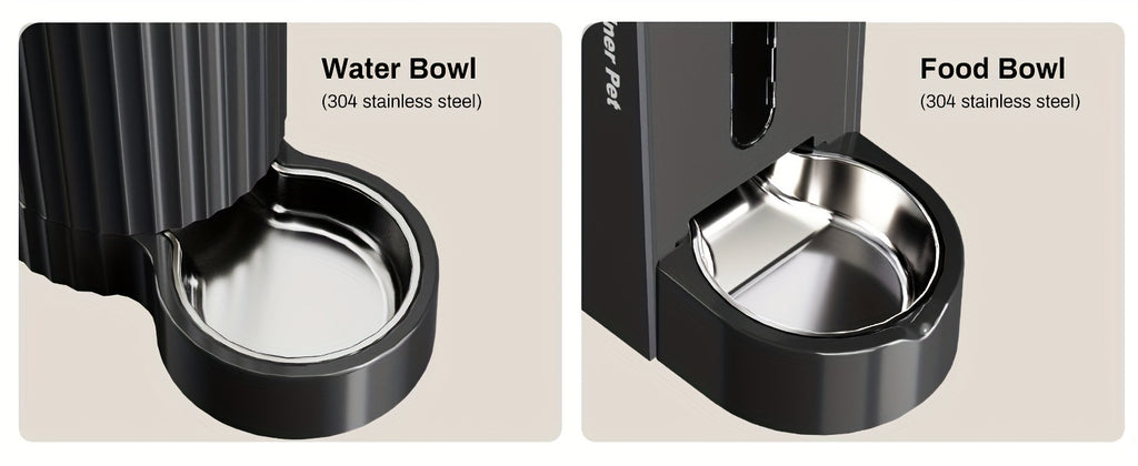 3L Gravity Pet Feeder and Water Dispenser for Cats and Dogs, Stainless Steel Design Without Battery, Black Gray or Blue for Daily Home Care